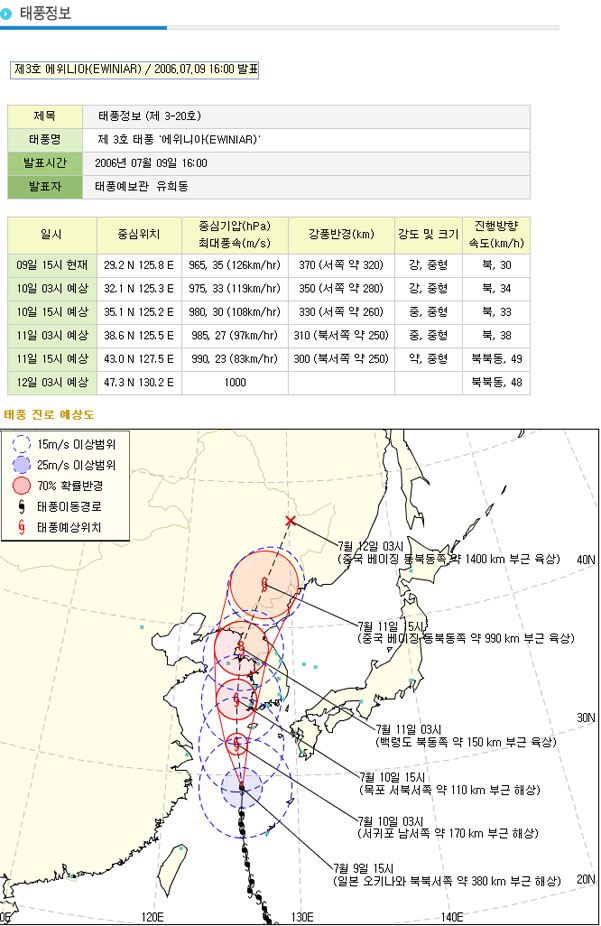 - 제3호 태풍 [에위니아] 정보 알림(7월9일16시 발표) -의 3번째 이미지