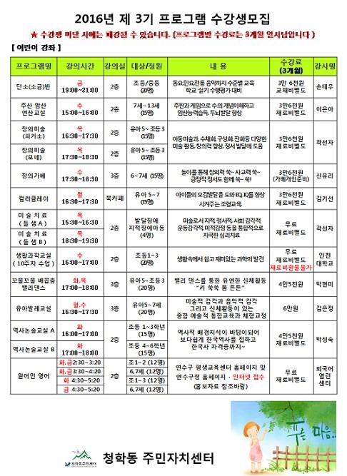 2016년 주민자치센터 제3기 프로그램 수강생 모집의 번째 이미지